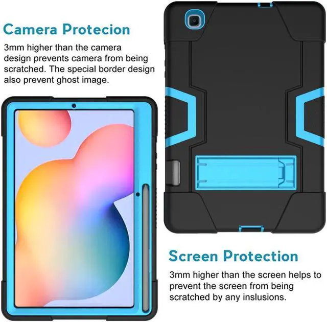 Alt view image 5 of 7 - BONAEVER Case for Samsung Galaxy Tab S6 Lite 10.4 Inch 2020/2022 SM-P610/P615/P613/P619 with Kickstand, Heavy Duty Shockproof Protective Cover with Pencil Holder, Stylus Pen Blue