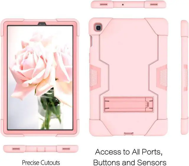Alt view image 5 of 7 - BONAEVER Case for Samsung Galaxy Tab S5e 10.5 inch 2019 SM-T720/T725/T727 with Kickstand, Heavy Duty Shockproof Protective Cover with Stylus Pen Rose Gold