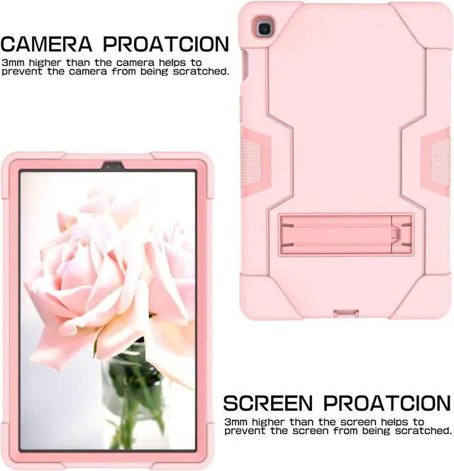 Alt view image 4 of 7 - BONAEVER Case for Samsung Galaxy Tab S5e 10.5 inch 2019 SM-T720/T725/T727 with Kickstand, Heavy Duty Shockproof Protective Cover with Stylus Pen Rose Gold