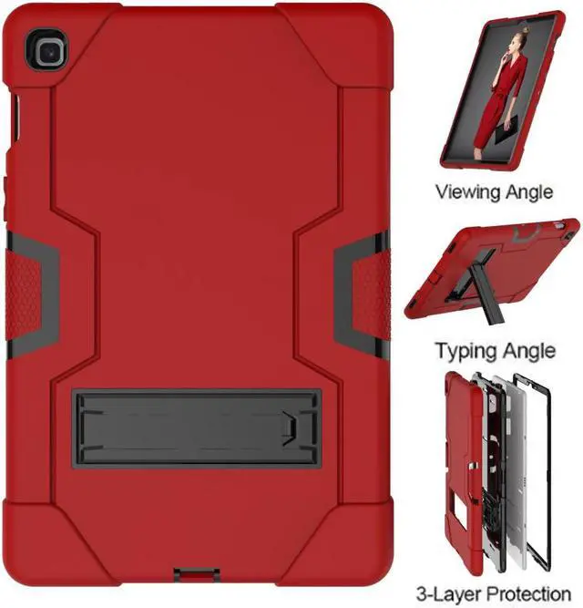 Alt view image 3 of 7 - BONAEVER Case for Samsung Galaxy Tab S5e 10.5 inch 2019 SM-T720/T725/T727 with Kickstand, Heavy Duty Shockproof Protective Cover with Stylus Pen Red