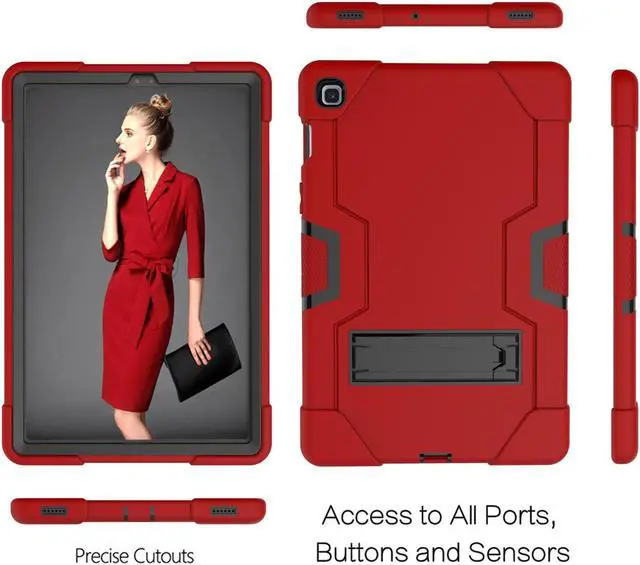 Alt view image 5 of 7 - BONAEVER Case for Samsung Galaxy Tab S5e 10.5 inch 2019 SM-T720/T725/T727 with Kickstand, Heavy Duty Shockproof Protective Cover with Stylus Pen Red