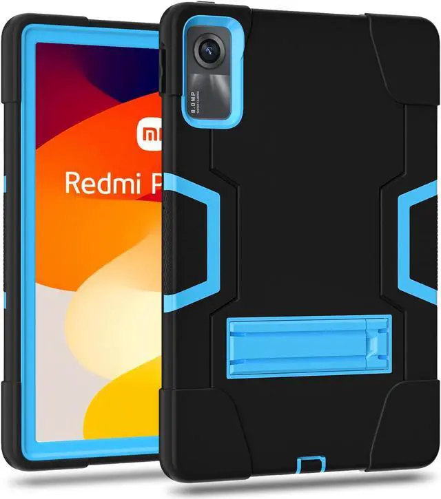 Alt view image 2 of 7 - BONAEVER Case for Xiaomi Redmi Pad SE 11 inch 2023 with Kickstand, Heavy Duty Shockproof Protective Cover with Stylus Pen Blue