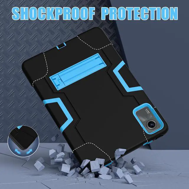 Alt view image 6 of 7 - BONAEVER Case for Xiaomi Redmi Pad SE 11 inch 2023 with Kickstand, Heavy Duty Shockproof Protective Cover with Stylus Pen Blue