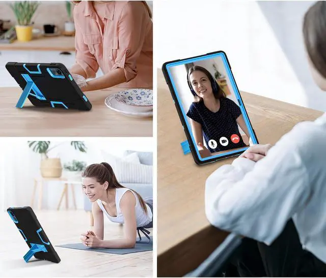Alt view image 5 of 7 - BONAEVER Case for Xiaomi Redmi Pad SE 11 inch 2023 with Kickstand, Heavy Duty Shockproof Protective Cover with Stylus Pen Blue
