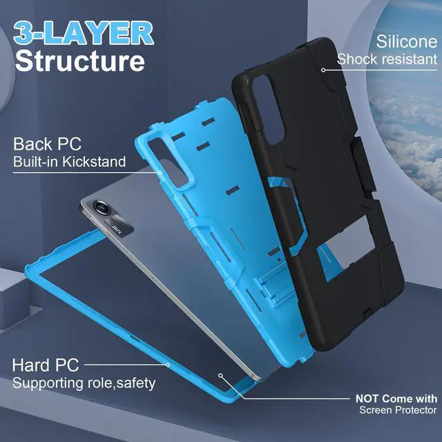 Alt view image 3 of 7 - BONAEVER Case for Xiaomi Redmi Pad SE 11 inch 2023 with Kickstand, Heavy Duty Shockproof Protective Cover with Stylus Pen Blue
