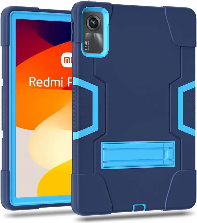 Alt view image 4 of 7 - BONAEVER Case for Xiaomi Redmi Pad SE 11 inch 2023 with Kickstand, Heavy Duty Shockproof Protective Cover with Stylus Pen Navy Blue
