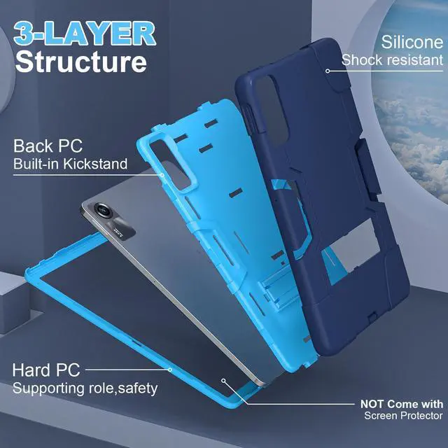 Alt view image 5 of 7 - BONAEVER Case for Xiaomi Redmi Pad SE 11 inch 2023 with Kickstand, Heavy Duty Shockproof Protective Cover with Stylus Pen Navy Blue