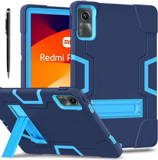 Main image of BONAEVER Case for Xiaomi Redmi Pad SE 11 inch 2023 with Kickstand, Heavy Duty Shockproof Protective Cover with Stylus Pen Navy Blue