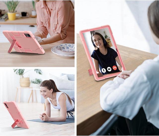 Alt view image 6 of 7 - BONAEVER Case for Xiaomi Redmi Pad SE 11 inch 2023 with Kickstand, Heavy Duty Shockproof Protective Cover with Stylus Pen Rose Gold