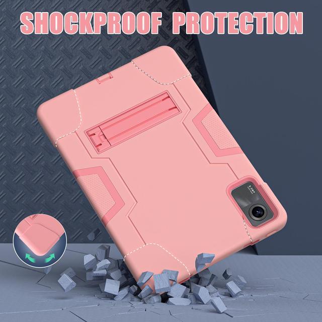 Alt view image 2 of 7 - BONAEVER Case for Xiaomi Redmi Pad SE 11 inch 2023 with Kickstand, Heavy Duty Shockproof Protective Cover with Stylus Pen Rose Gold