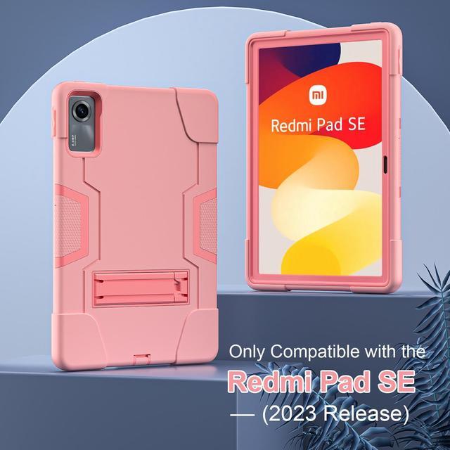 Alt view image 7 of 7 - BONAEVER Case for Xiaomi Redmi Pad SE 11 inch 2023 with Kickstand, Heavy Duty Shockproof Protective Cover with Stylus Pen Rose Gold