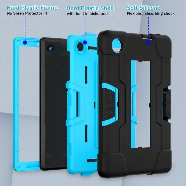 Alt view image 5 of 7 - BONAEVER Case for TCL Tab 8 LE 9137W / TCL Tab 8 WiFi 9132X Kickstand, Heavy Duty Shockproof Protective Cover with Stylus Pen Blue
