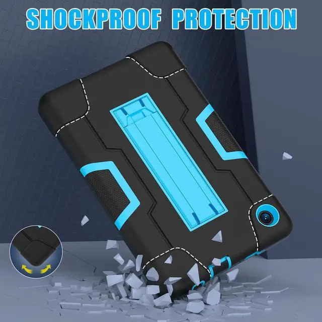 Alt view image 4 of 7 - BONAEVER Case for TCL Tab 8 LE 9137W / TCL Tab 8 WiFi 9132X Kickstand, Heavy Duty Shockproof Protective Cover with Stylus Pen Blue