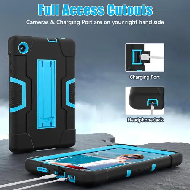 Alt view image 6 of 7 - BONAEVER Case for TCL Tab 8 LE 9137W / TCL Tab 8 WiFi 9132X Kickstand, Heavy Duty Shockproof Protective Cover with Stylus Pen Blue