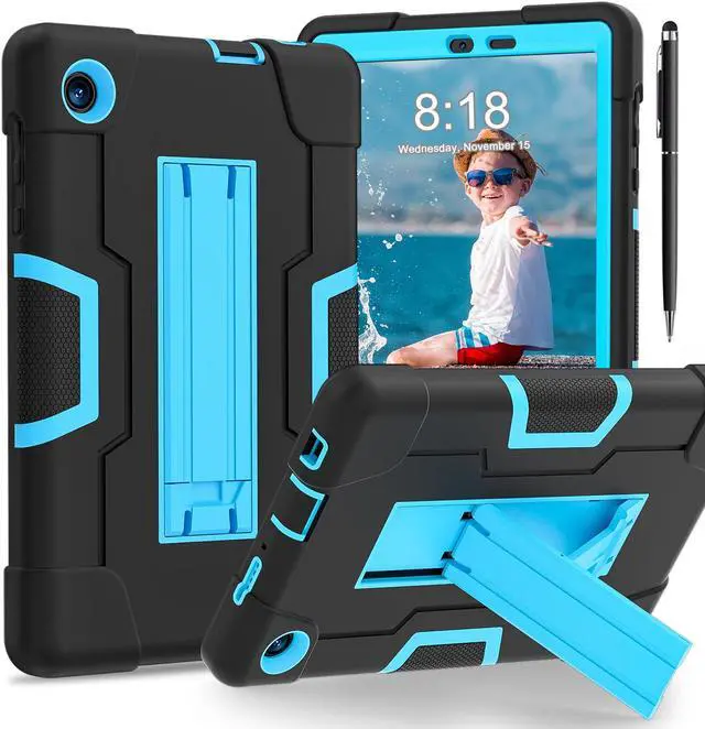 Main image of BONAEVER Case for TCL Tab 8 LE 9137W / TCL Tab 8 WiFi 9132X Kickstand, Heavy Duty Shockproof Protective Cover with Stylus Pen Blue