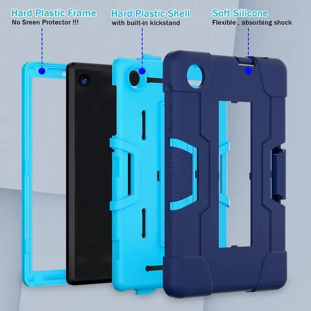 Alt view image 6 of 7 - BONAEVER Case for TCL Tab 8 LE 9137W / TCL Tab 8 WiFi 9132X Kickstand, Heavy Duty Shockproof Protective Cover with Stylus Pen Navy Blue