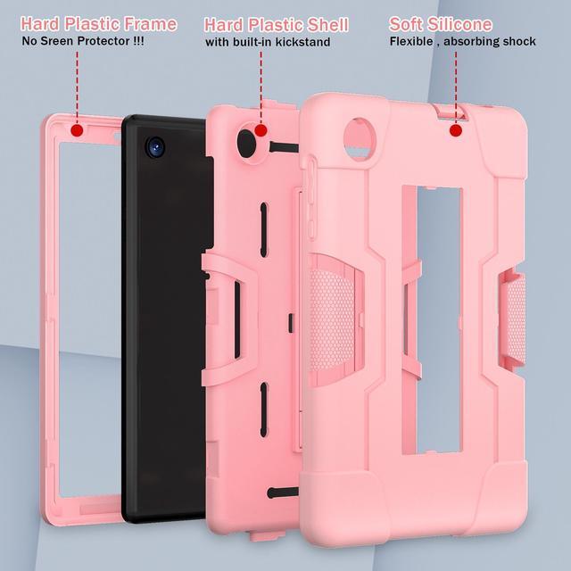 Alt view image 3 of 7 - BONAEVER Case for TCL Tab 8 LE 9137W / TCL Tab 8 WiFi 9132X Kickstand, Heavy Duty Shockproof Protective Cover with Stylus Pen Rose Gold