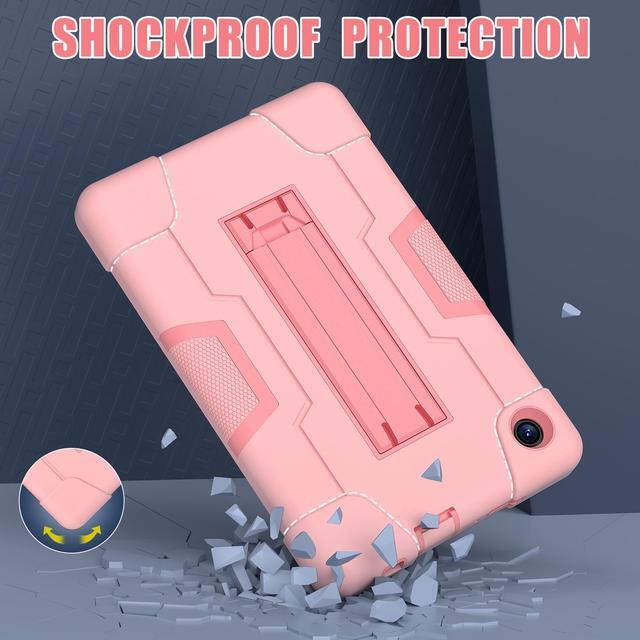 Alt view image 4 of 7 - BONAEVER Case for TCL Tab 8 LE 9137W / TCL Tab 8 WiFi 9132X Kickstand, Heavy Duty Shockproof Protective Cover with Stylus Pen Rose Gold