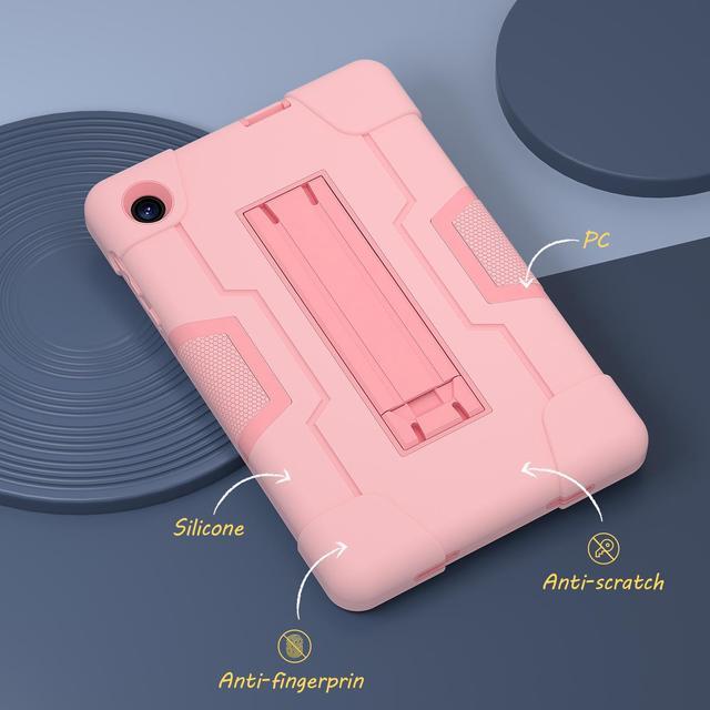 Alt view image 5 of 7 - BONAEVER Case for TCL Tab 8 LE 9137W / TCL Tab 8 WiFi 9132X Kickstand, Heavy Duty Shockproof Protective Cover with Stylus Pen Rose Gold