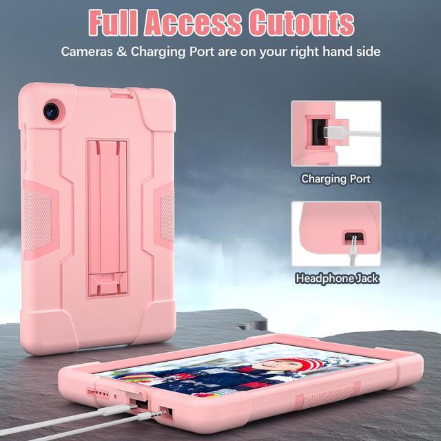 Alt view image 6 of 7 - BONAEVER Case for TCL Tab 8 LE 9137W / TCL Tab 8 WiFi 9132X Kickstand, Heavy Duty Shockproof Protective Cover with Stylus Pen Rose Gold