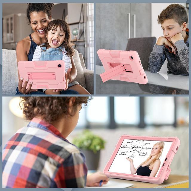 Alt view image 7 of 7 - BONAEVER Case for TCL Tab 8 LE 9137W / TCL Tab 8 WiFi 9132X Kickstand, Heavy Duty Shockproof Protective Cover with Stylus Pen Rose Gold