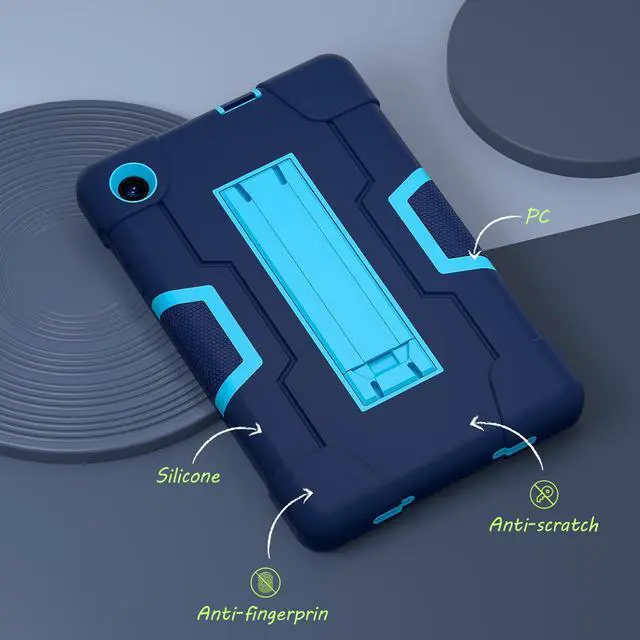 Alt view image 2 of 7 - BONAEVER Case for TCL Tab 8 LE 9137W / TCL Tab 8 WiFi 9132X Kickstand, Heavy Duty Shockproof Protective Cover with Stylus Pen Blue