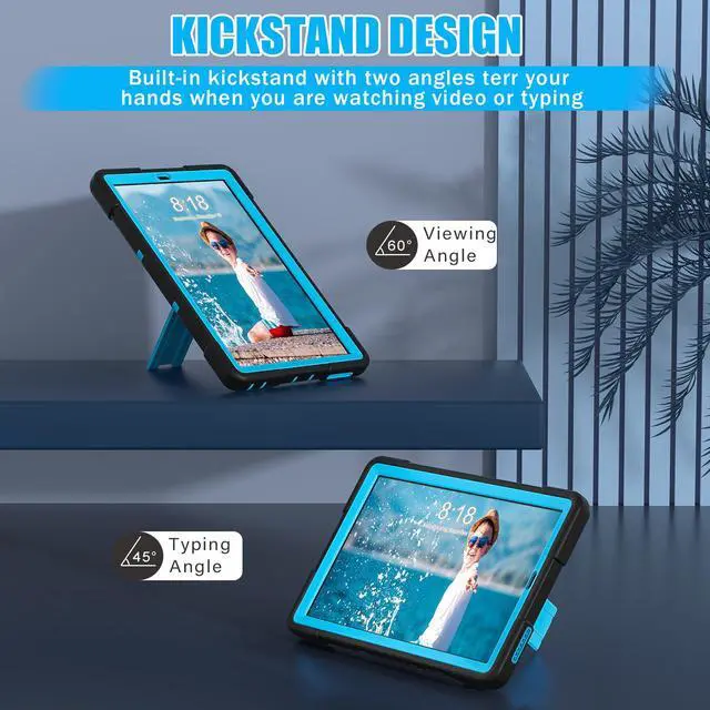 Alt view image 3 of 7 - Bonaever Case for Lenovo Tab M9 9 inch 2023 TB-310FU with Kickstand, Heavy Duty Shockproof Protective Cover with , Pencil Holder, Stylus Pen Blue