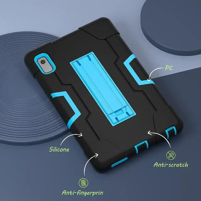 Alt view image 4 of 7 - Bonaever Case for Lenovo Tab M9 9 inch 2023 TB-310FU with Kickstand, Heavy Duty Shockproof Protective Cover with , Pencil Holder, Stylus Pen Blue