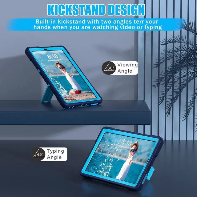 Alt view image 3 of 7 - Bonaever Case for Lenovo Tab M9 9 inch 2023 TB-310FU with Kickstand, Heavy Duty Shockproof Protective Cover with , Pencil Holder, Stylus Pen Navy Blue