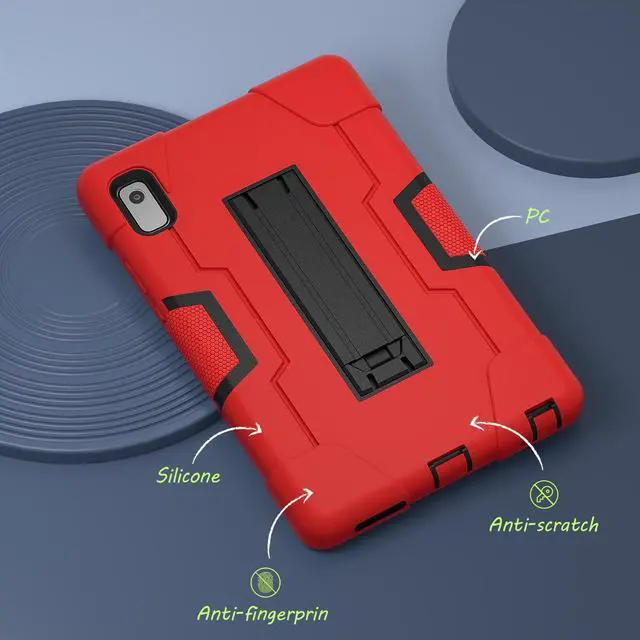 Alt view image 4 of 7 - Bonaever Case for Lenovo Tab M9 9 inch 2023 TB-310FU with Kickstand, Heavy Duty Shockproof Protective Cover with , Pencil Holder, Stylus Pen Red