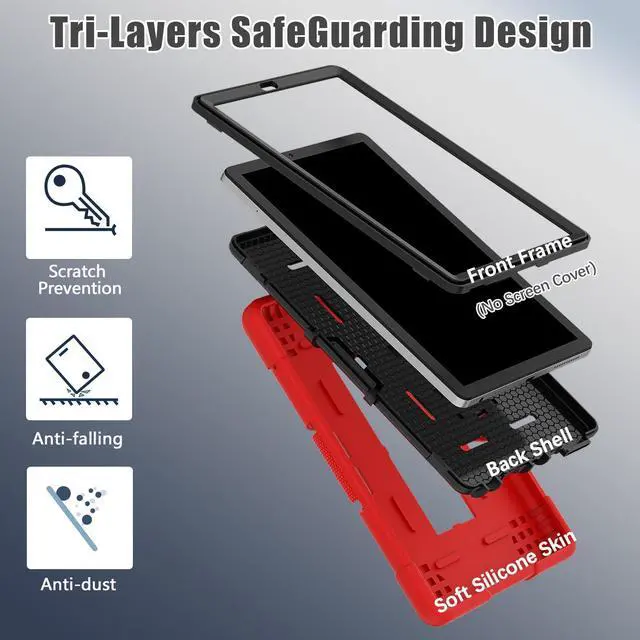 Alt view image 5 of 7 - Bonaever Case for Lenovo Tab M9 9 inch 2023 TB-310FU with Kickstand, Heavy Duty Shockproof Protective Cover with , Pencil Holder, Stylus Pen Red