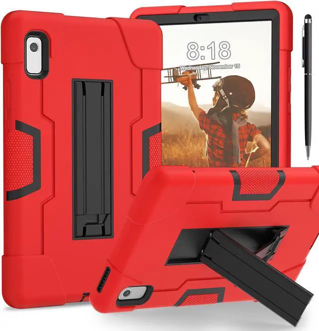 Main image of Bonaever Case for Lenovo Tab M9 9 inch 2023 TB-310FU with Kickstand, Heavy Duty Shockproof Protective Cover with , Pencil Holder, Stylus Pen Red