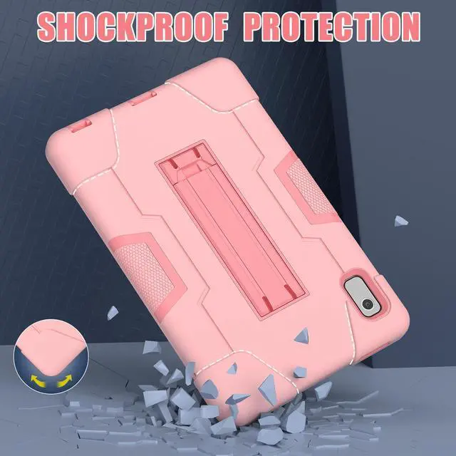 Alt view image 2 of 7 - Bonaever Case for  Lenovo Tab M9 9 inch 2023 TB-310FU with Kickstand, Heavy Duty Shockproof Protective Cover with , Pencil Holder, Stylus Pen Rose Gold