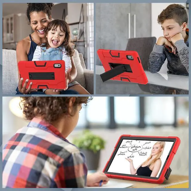 Alt view image 7 of 7 - Bonaever Case for Lenovo Tab M9 9 inch 2023 TB-310FU with Kickstand, Heavy Duty Shockproof Protective Cover with , Pencil Holder, Stylus Pen Red