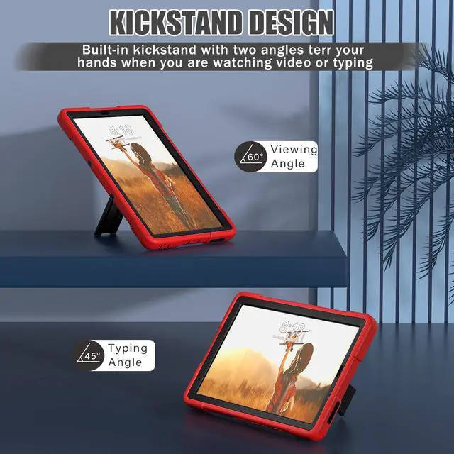 Alt view image 3 of 7 - Bonaever Case for Lenovo Tab M9 9 inch 2023 TB-310FU with Kickstand, Heavy Duty Shockproof Protective Cover with , Pencil Holder, Stylus Pen Red