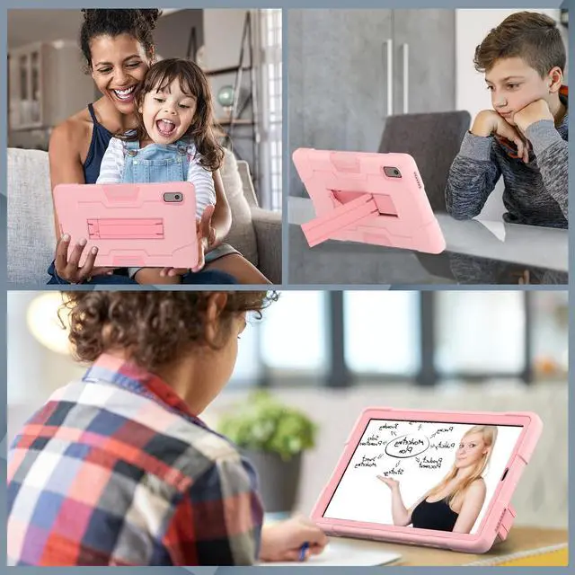 Alt view image 7 of 7 - Bonaever Case for  Lenovo Tab M9 9 inch 2023 TB-310FU with Kickstand, Heavy Duty Shockproof Protective Cover with , Pencil Holder, Stylus Pen Rose Gold