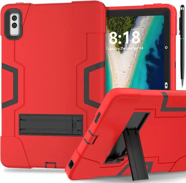 Main image of BONAEVER Case for Lenovo Tab M10 5G 10.6 inch 2023 TB-360ZU with Kickstand, Heavy Duty Shockproof Protective Cover with , Pencil Holder, Stylus Pen Red