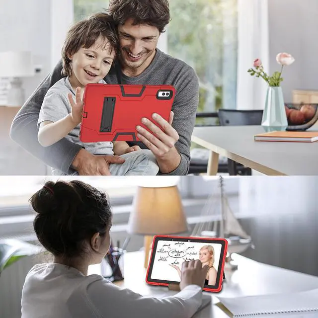 Alt view image 2 of 7 - BONAEVER Case for Lenovo Tab M10 5G 10.6 inch 2023 TB-360ZU with Kickstand, Heavy Duty Shockproof Protective Cover with , Pencil Holder, Stylus Pen Red
