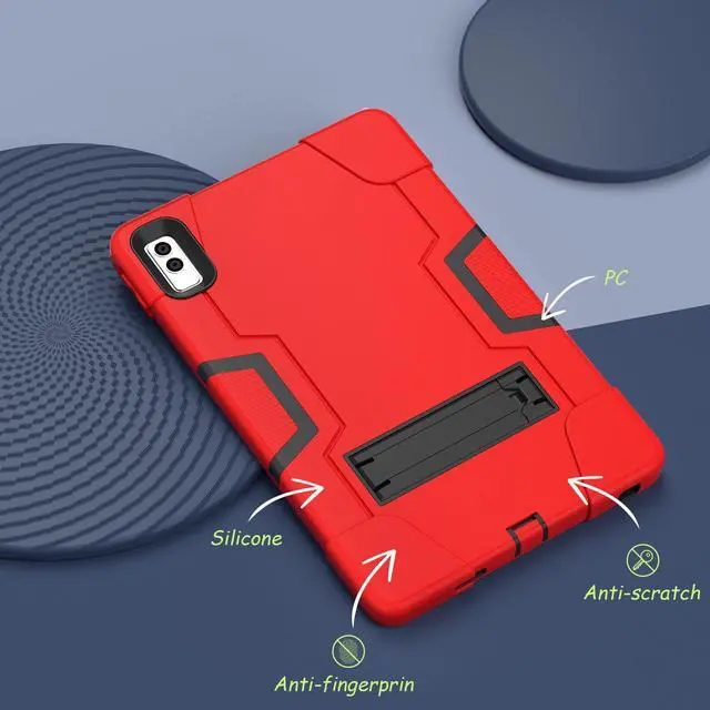 Alt view image 6 of 7 - BONAEVER Case for Lenovo Tab M10 5G 10.6 inch 2023 TB-360ZU with Kickstand, Heavy Duty Shockproof Protective Cover with , Pencil Holder, Stylus Pen Red