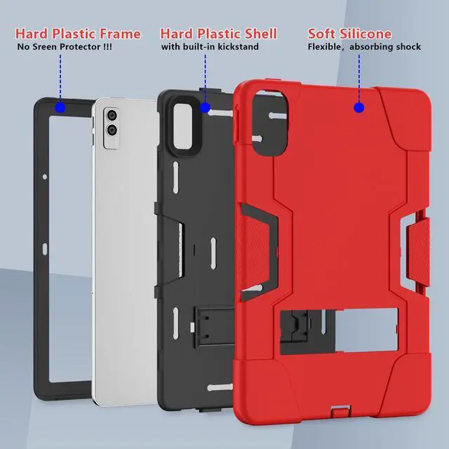 Alt view image 4 of 7 - BONAEVER Case for Lenovo Tab M10 5G 10.6 inch 2023 TB-360ZU with Kickstand, Heavy Duty Shockproof Protective Cover with , Pencil Holder, Stylus Pen Red