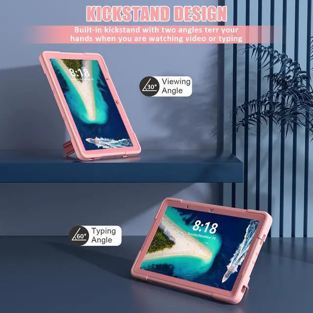 Alt view image 5 of 7 - BONAEVER Case for Lenovo Tab M10 5G 10.6 inch 2023 TB-360ZU with Kickstand, Heavy Duty Shockproof Protective Cover with , Pencil Holder, Stylus Pen Rose Gold