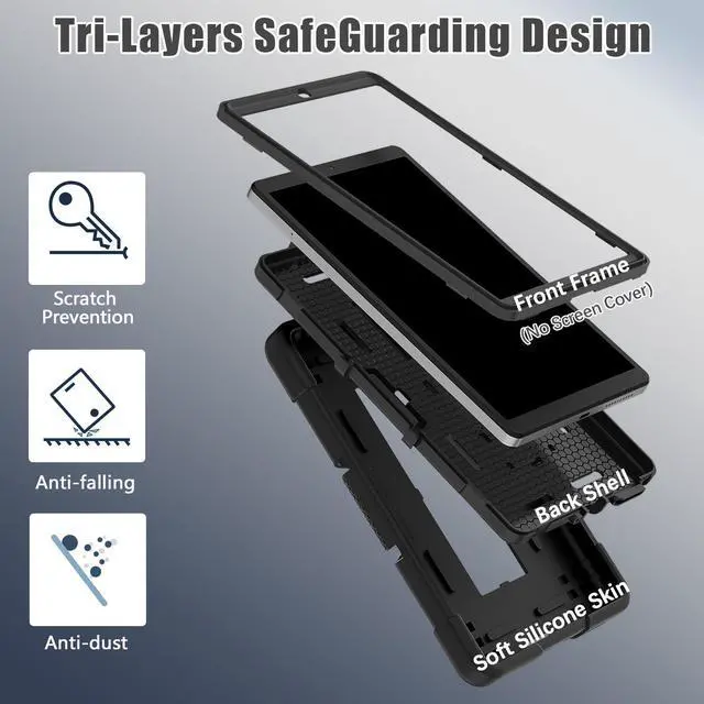 Alt view image 4 of 7 - BONAEVER Case for Lenovo Tab M8 4th Gen 8 inch 2024 2023 TB-301XU TB-300FU TB-300XU with Kickstand, Heavy Duty Shockproof Protective Cover with Stylus Pen