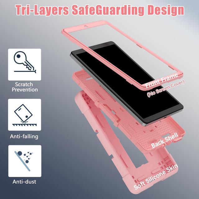 Alt view image 5 of 7 - BONAEVER Case for Lenovo Tab M8 4th Gen 8 inch 2023 TB-300FU TB-300XU with Kickstand, Heavy Duty Shockproof Protective Cover with Stylus Pen Rose Gold