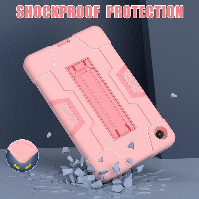 Alt view image 3 of 7 - BONAEVER Case for Lenovo Tab M8 4th Gen 8 inch 2023 TB-300FU TB-300XU with Kickstand, Heavy Duty Shockproof Protective Cover with Stylus Pen Rose Gold