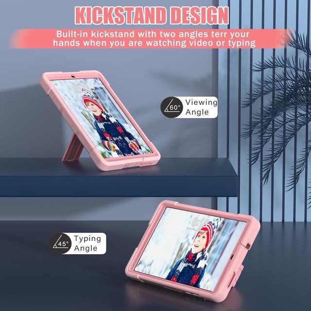 Alt view image 2 of 7 - BONAEVER Case for Lenovo Tab M8 4th Gen 8 inch 2023 TB-300FU TB-300XU with Kickstand, Heavy Duty Shockproof Protective Cover with Stylus Pen Rose Gold