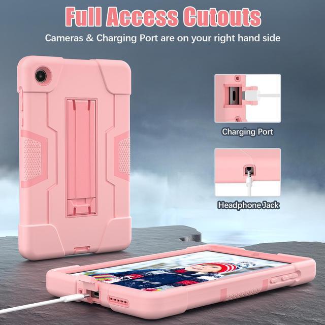 Alt view image 6 of 7 - BONAEVER Case for Lenovo Tab M8 4th Gen 8 inch 2023 TB-300FU TB-300XU with Kickstand, Heavy Duty Shockproof Protective Cover with Stylus Pen Rose Gold