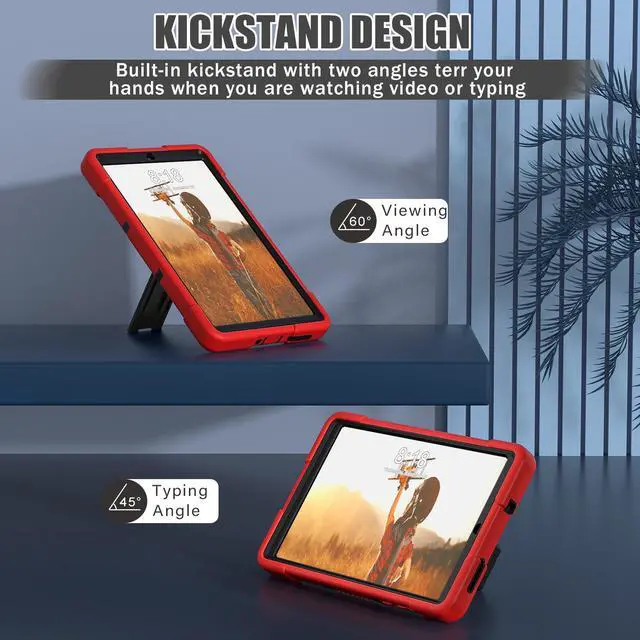 Alt view image 3 of 7 - BONAEVER Case for Lenovo Tab M8 4th Gen 8 inch 2024 2023 TB-301XU TB-300FU TB-300XU with Kickstand, Heavy Duty Shockproof Protective Cover with Stylus Pen Red