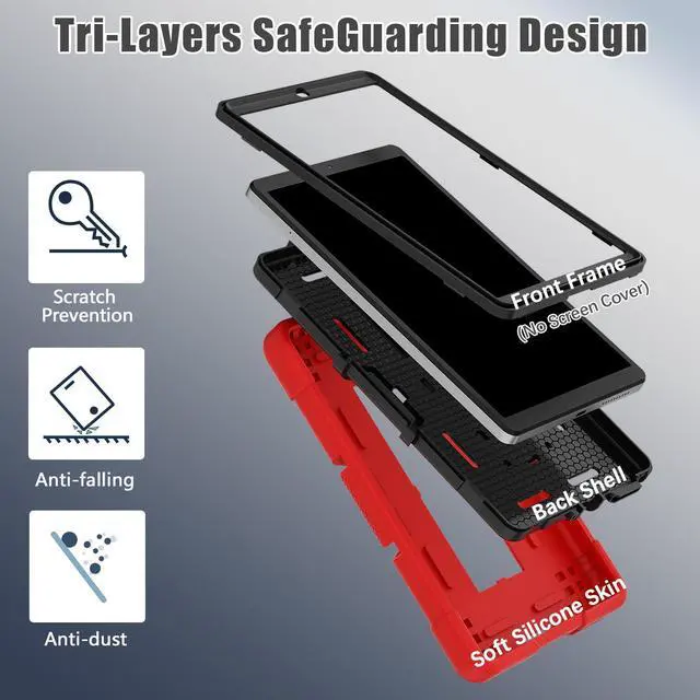 Alt view image 5 of 7 - BONAEVER Case for Lenovo Tab M8 4th Gen 8 inch 2024 2023 TB-301XU TB-300FU TB-300XU with Kickstand, Heavy Duty Shockproof Protective Cover with Stylus Pen Red