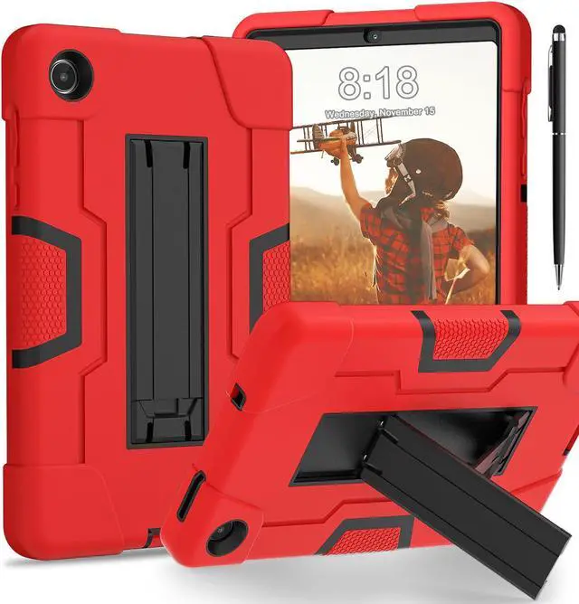 Main image of BONAEVER Case for Lenovo Tab M8 4th Gen 8 inch 2024 2023 TB-301XU TB-300FU TB-300XU with Kickstand, Heavy Duty Shockproof Protective Cover with Stylus Pen Red