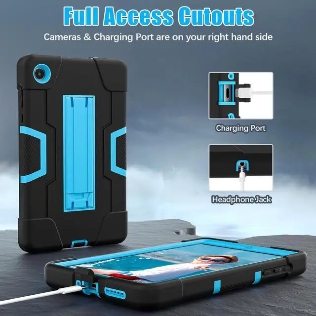 Alt view image 5 of 7 - BONAEVER Case for Lenovo Tab M8 4th Gen 8 inch 2024 2023 TB-301XU TB-300FU TB-300XU with Kickstand, Heavy Duty Shockproof Protective Cover with Stylus Pen Blue